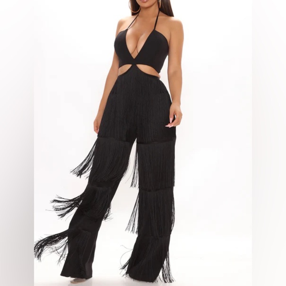 NEW Black Fringe Jumpsuit